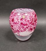Wedgwood studio Art glass vase in pink and white marble effect, 14.5cm high