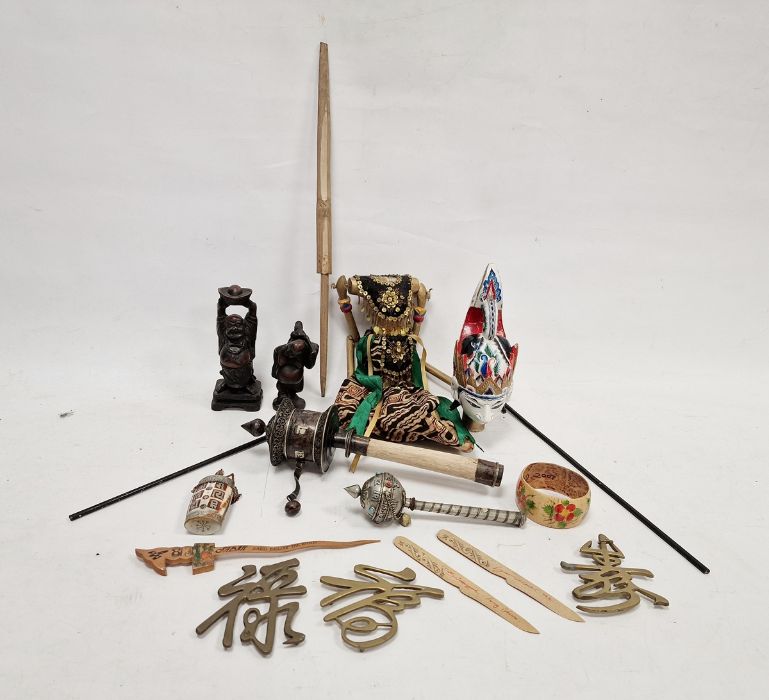 Painted and decorated Asian puppet and assorted collectables