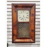 Early 20th century American wall clock, of rectangular form, the squared dial with Roman numerals