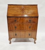 20th century polished wood bureau, a stained wood corner occasional table, a stained wood nest of