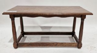 Oak coffee table, rectangular, on turned supports, 45cm high x 89cm wide x 45.5cm long