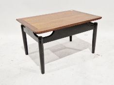Ernest Gomme Gplan 'Tola' rectangular teak coffee table with ebonised base, 42cm high x 74cm long