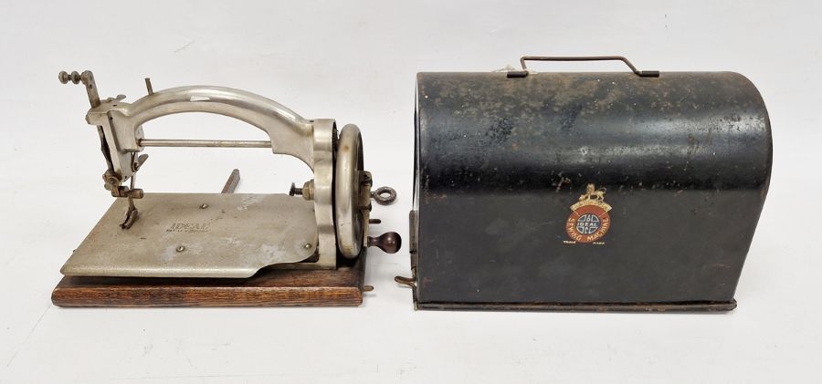Small 'Ideal' sewing machine in original domed case, UK pat.30264