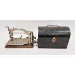 Small 'Ideal' sewing machine in original domed case, UK pat.30264