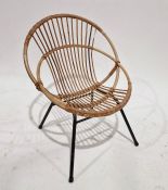 Mid 20th century wicker and bamboo bucket chair
