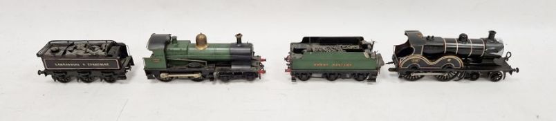 Two Model  'O' gauge steam engines to include 4-4-0 black electric locomotive (damaged) marked L&YRC