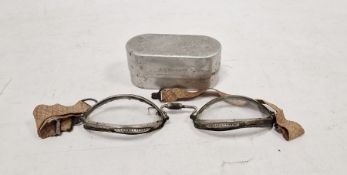 Pair of early 20th century glass driving goggles within original case, marked 'Luxor Goggles No.6'