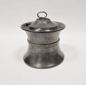 Arts & Crafts-style hammered pewter lidded pot, marked 'Don Pewter D Bros 1286'