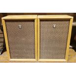 Pair of wooden cased vintage Sanyo speakers