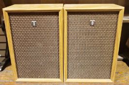 Pair of wooden cased vintage Sanyo speakers