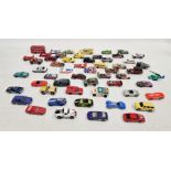 Large Quantity of playworn Hotwheels, Matchbox, Majorette and other diecast model cars to include