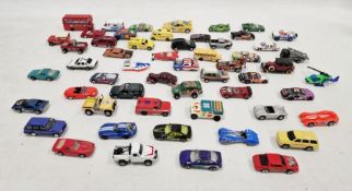 Large Quantity of playworn Hotwheels, Matchbox, Majorette and other diecast model cars to include