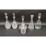 Royal Brierley cut glass decanter and five clear glass decanters (6)