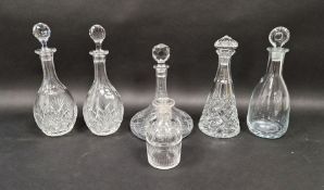 Royal Brierley cut glass decanter and five clear glass decanters (6)