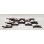 12 diecast model warships to include HMS Prince of Wales, IJN Yamato, USS Missouri,  HMS Repulse,