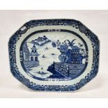 Late 18th/early 19th century Chinese porcelain meat dish, oblong with canted corners and