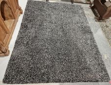 Modern green ground rug with white, beige and grey flecks, 270cm x 200cm