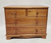 Modern pine chest of two short and two long drawers, on bracket feet, 72cm high x 88.5cm wide x 45cm
