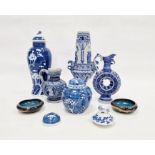 Westerwald blue and grey salt glazed ring jug (20cm), a Westerwald blue and grey salt glazed vase (