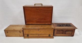 Assortment of wooden boxes, of varying size and design, one having pierced and carved decoration