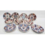 Ten various Chinese and Japanese Imari pattern fluted circular dishes, 19th century, each