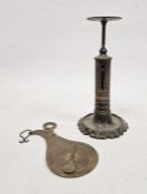 Victorian candlestick postal/letter scale, 17cm high and an unusual balance scale (2)