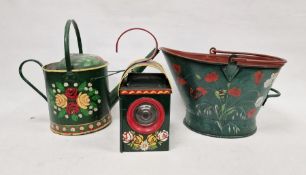 Bargeware painted watering can, a bucket and a lantern (3)