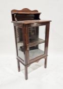 20th century mahogany display cabinet with glazed cabinet door enclosing shelves, on straight
