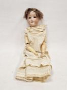 Herman Steiner doll with brown sleeping eyes, open mouth and teeth, composition limbs and body,