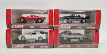Four boxed Majorette club 1/24 scale diecast models to include Mercedes 500 SL, Jaguar type, Ford GT