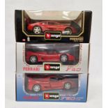 Three boxed Burago 1/18 scale diecast model cars to include cod.3039 Ferrari 348tb (1989), cod.