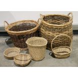Two large wicker log baskets and four smaller wicker baskets (6) Condition Reportdimensions of