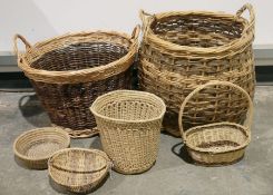 Two large wicker log baskets and four smaller wicker baskets (6) Condition Reportdimensions of