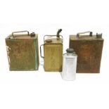 1950's Esso blue paraffin can, two further vintage petrol cans and a Regaid can (4)