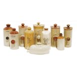 Quantity of stoneware hot water bottles to include examples by Timothy White & Taylors, Bourne