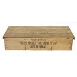 Wooden box inscribed 'Property of Gloucester Marketing Society Limited' (94x43x19 cm)Condition