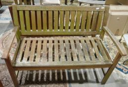 Two wooden garden benches, 124cm wide (2)