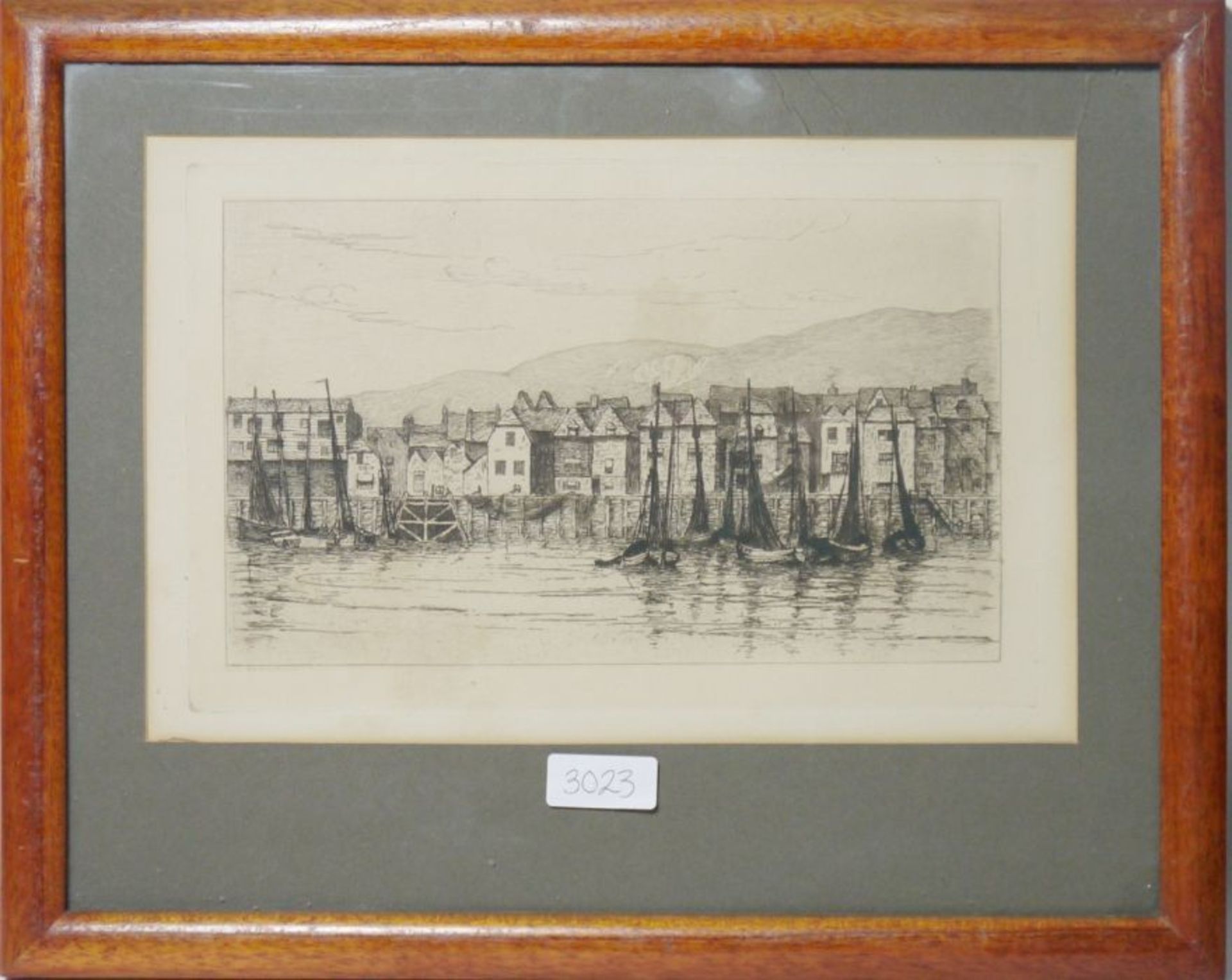19th century school Etching Depicting sailing boats within a harbour wall, unsigned, 19cm x 30cm - Image 2 of 2