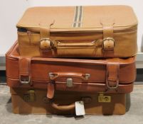 Three brown leather suitcases (3)
