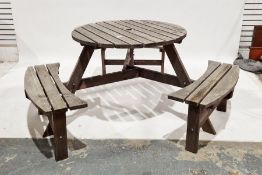 All-in-one wooden garden table and seats