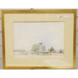 David Tulley  Watercolour  Windmill in countryside, signed lower right, framed and glazed, 26cm x