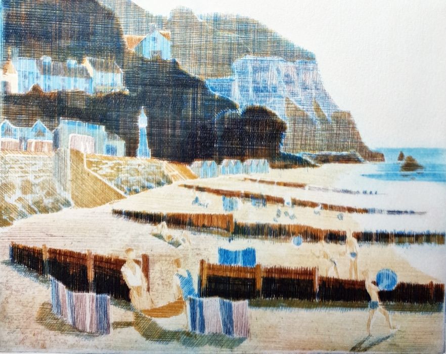 T. Olive Limited edition etching 'Isle of Wight', beach scene, 1/30, signed in pencil and dated '92, - Image 4 of 6