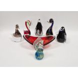 Wedgwood glass model of a duck, acid etched mark to base and with original label, height 16cm, a