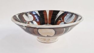Alan Caiger-Smith MBE (1930-2020) Large wood fired earthenware bowl with brown and blue/black