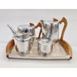 Picquotware four-piece tea service and tray (5)