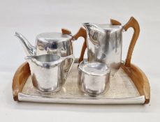 Picquotware four-piece tea service and tray (5)