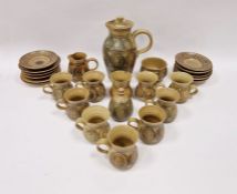 Pru Green for Alvingham Pottery coffee/tea set to include coffee pot, ten cups and saucers, creamer,