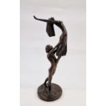Bronze figure of a couple dancing, marked to base '84 AEW 268', on circular base, 40cm high approx.