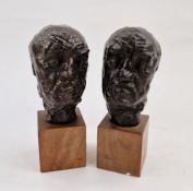 After Rodin 1840-1917 replica of Rodin Head, bronze effect head of a man with a broken nose, 13cm