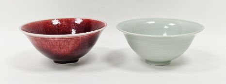 John Masterton studio porcelain bowl, Sang de Boeuf glaze, impressed JM mark to base, h. 8.5cm,